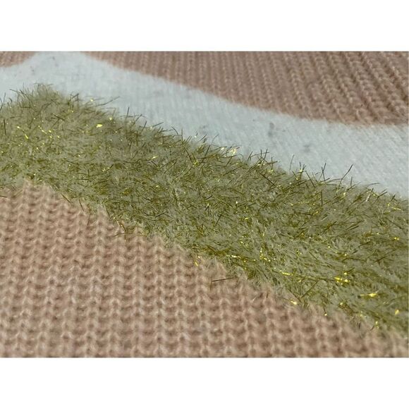 Womens Steve Madden Metallic Chevron Sweater SZ M Pink Gold Fuzzy Size medium - Picture 5 of 14